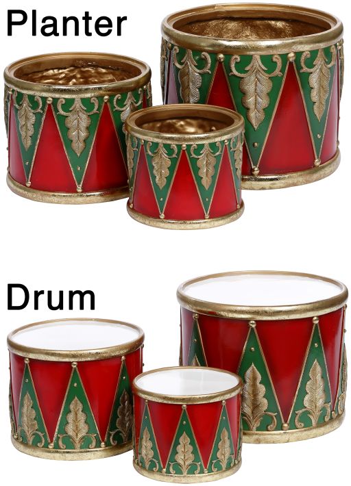 large christmas drum decor Holiday Planter Drums, Set of 3 610 Inches Official Mark Roberts