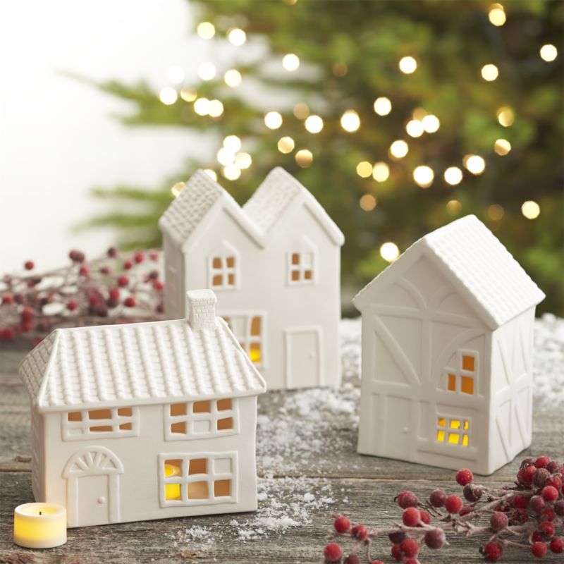 ceramic houses christmas decor White Ceramic Houses Christmas Decor AHOMEDESIGNING