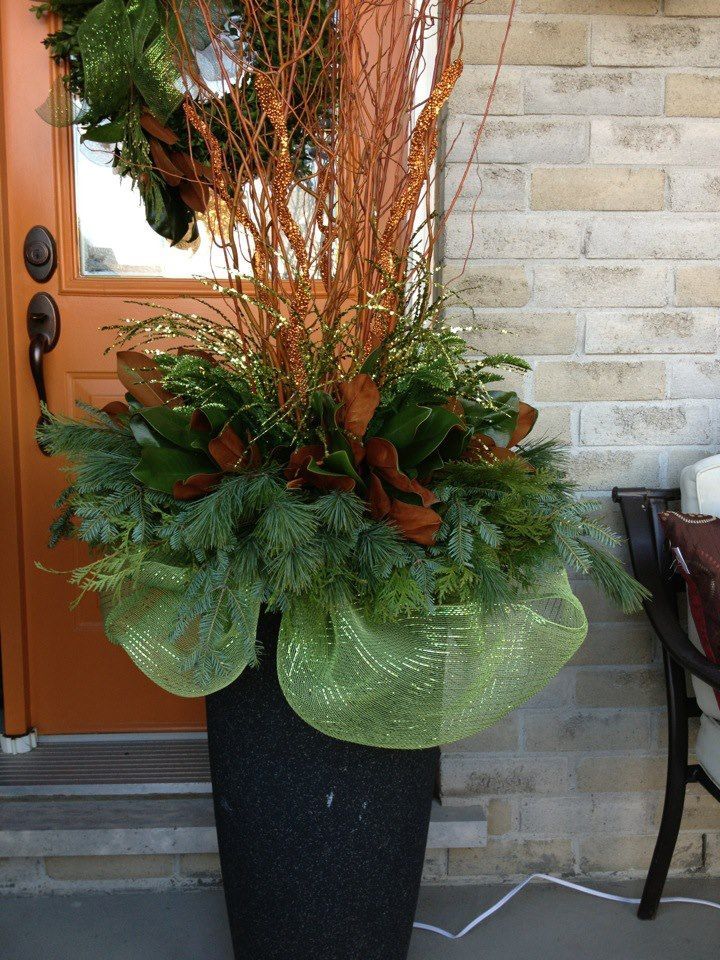 christmas decorations for outdoor urns Holiday urns Holiday Urn, Christmas Urns, Christmas Porch Decor