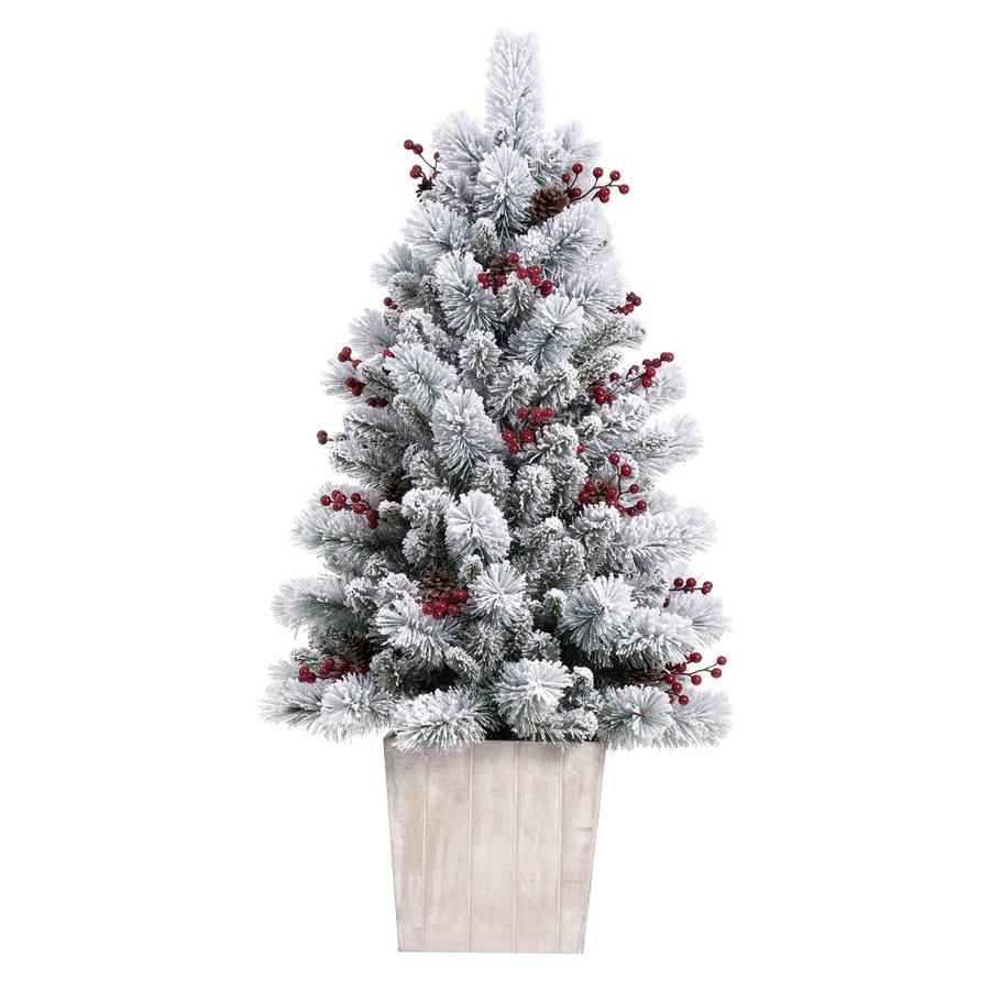 haute decor christmas tree Haute Decor 4ft Douglas Fir PreLit Potted Traditional Flocked White