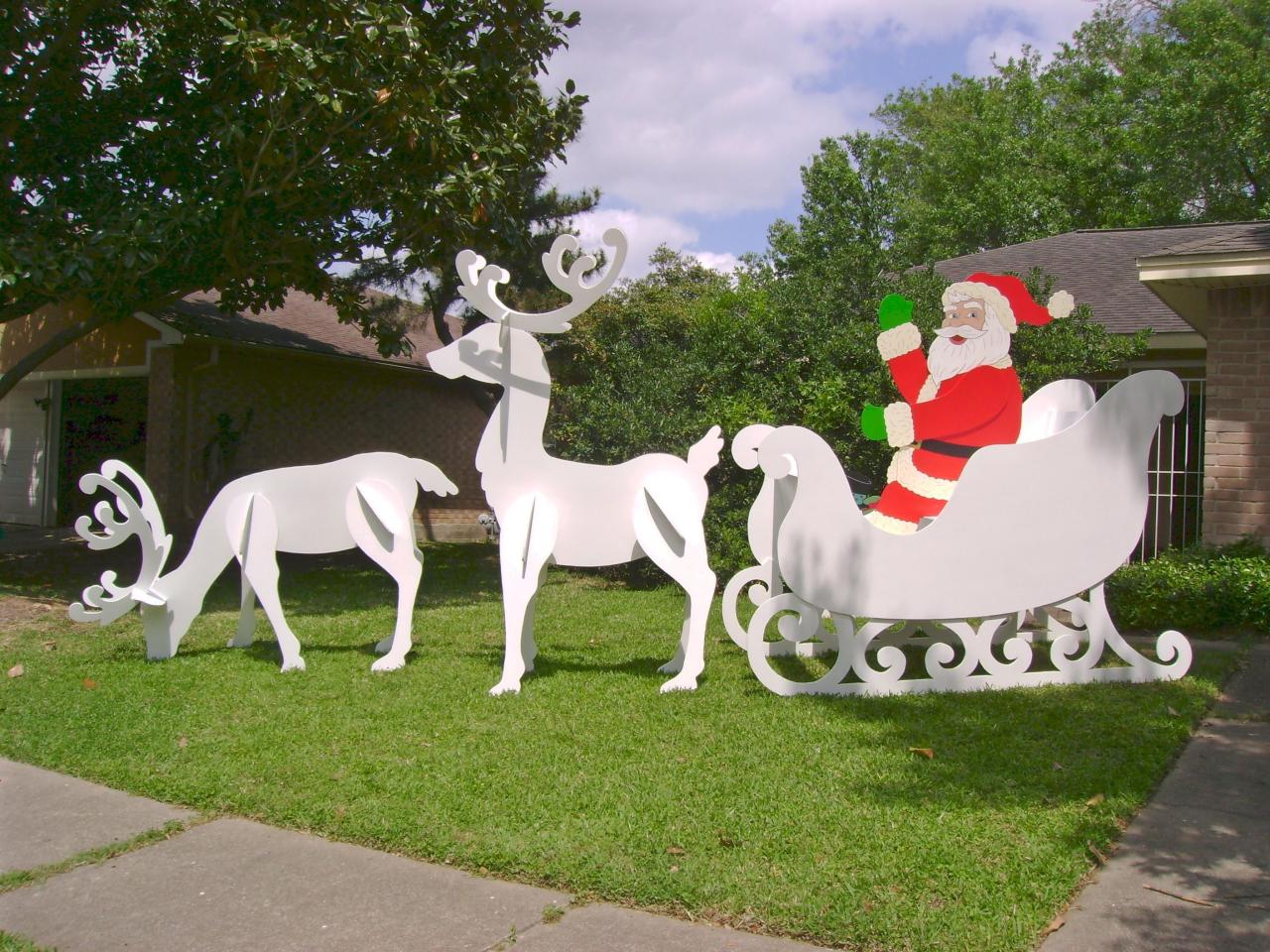 large christmas sleigh decor Gigantic Santa, Sleigh Reindeer Set I made for client from The Winfield