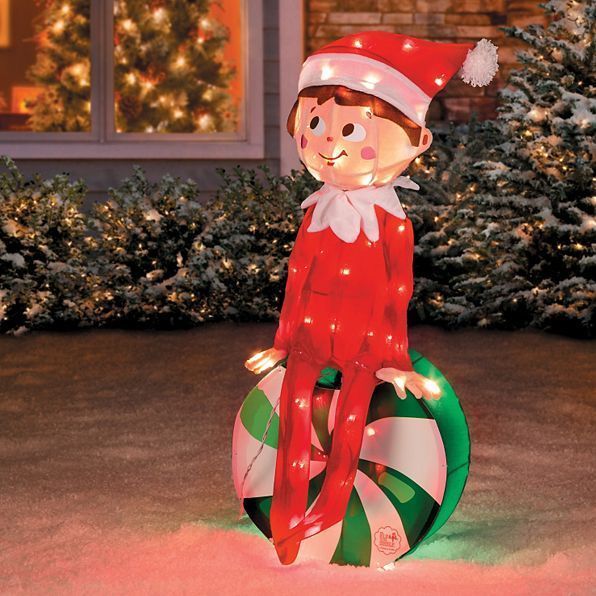 elf christmas decorations outdoor Outdoor Lighted Elf on the Shelf Christmas Yard Decoration Sculpture