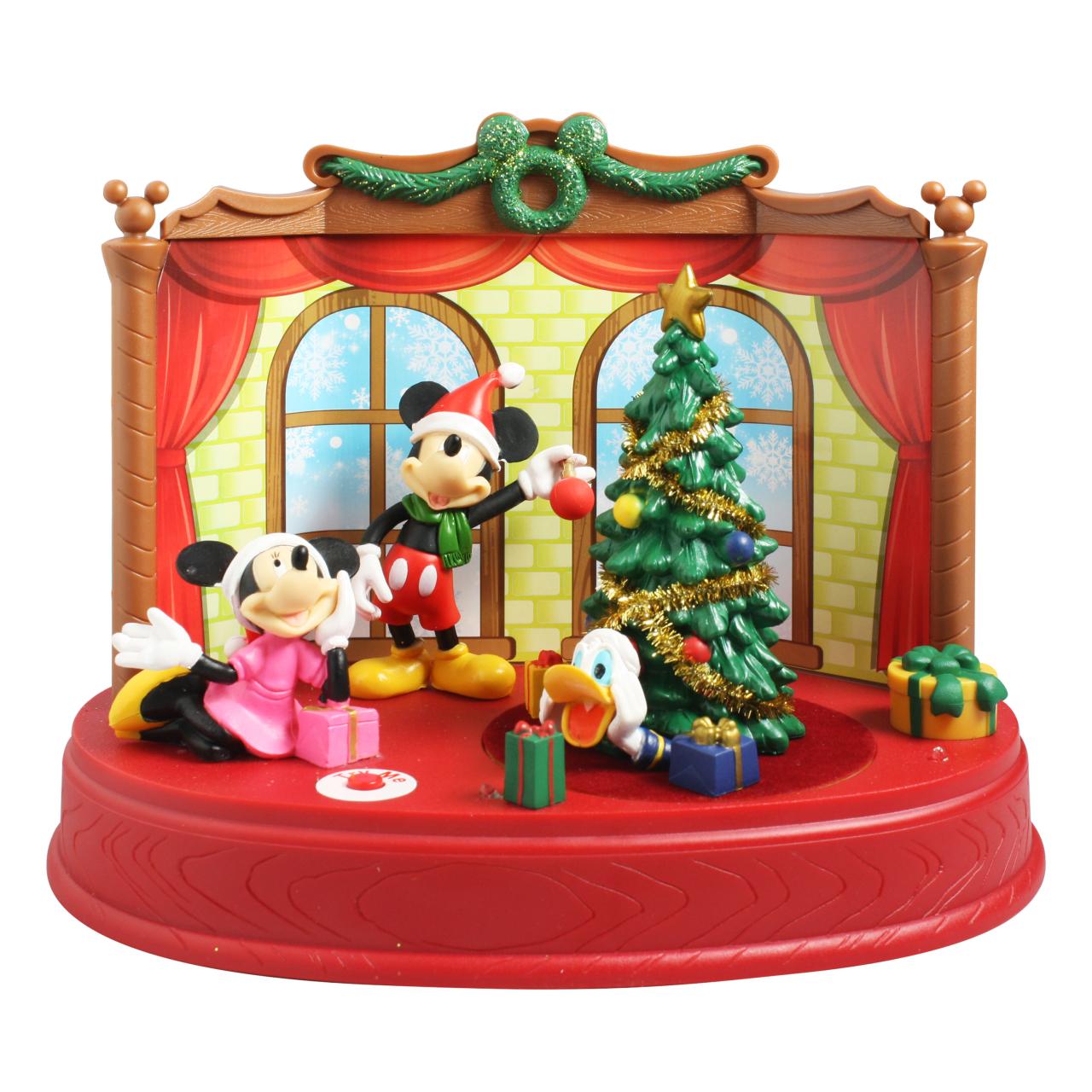 disney mickey christmas decor Disney 7" Musical Animated Mickey On Stage Table Top Christmas Décor