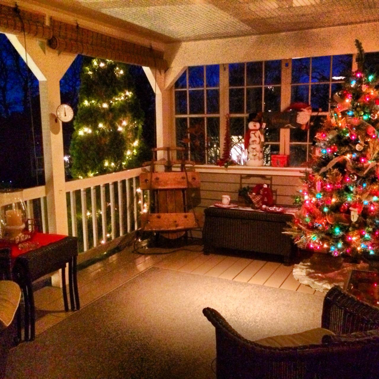 country christmas outdoor decorating ideas Cape Cod Country Porch. Holiday Decor, Christmas Tree, front porch