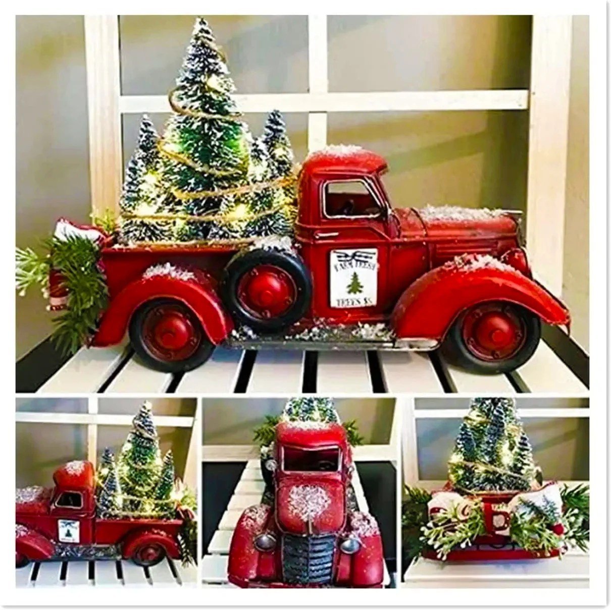 christmas farm truck decor Red Farm Truck Christmas Centerpiece Christmas Truck Decor