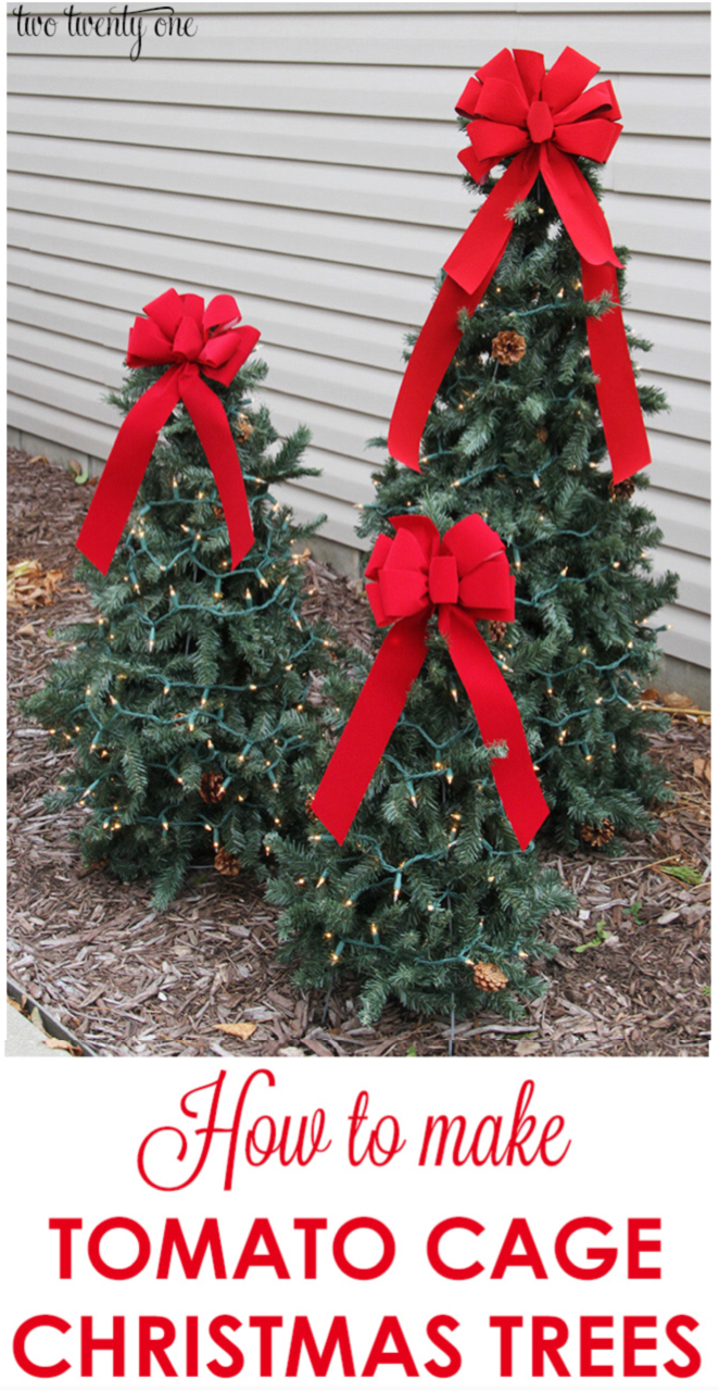 christmas decor using tomato cages How to make tomato cage Christmas trees Front Door Christmas