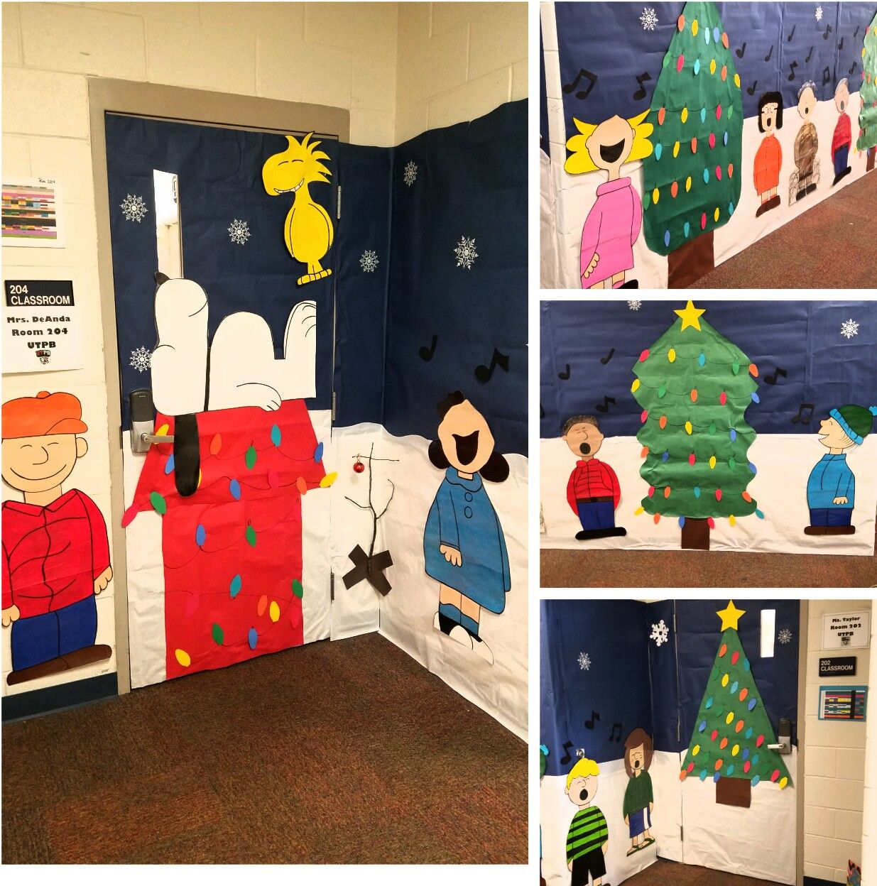 charlie brown christmas door decor Charlie Brown Christmas hallway decor Charlie brown christmas