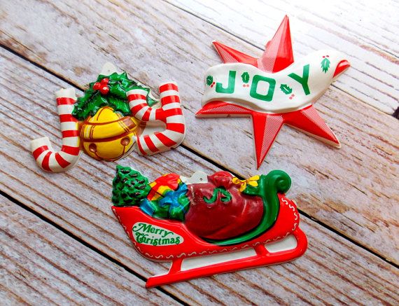 vintage plastic christmas decor Vintage Christmas Molded Plastic Decorations by aLittleShabbyShack