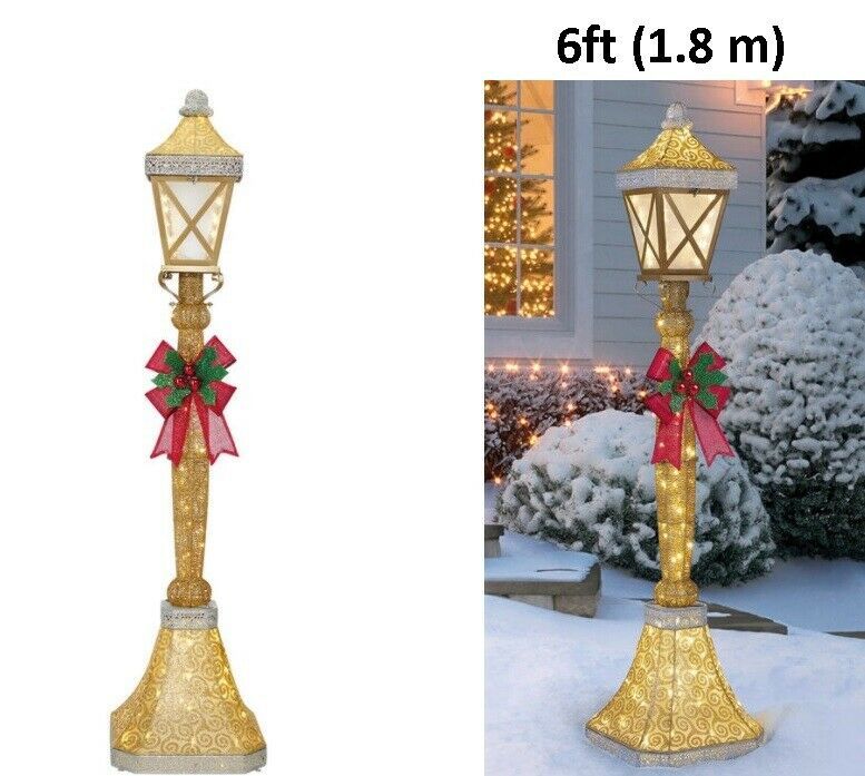 christmas lamp post decor Giant Christmas Street Lamp Post Patio Home Holiday Decor Pre Lit LED