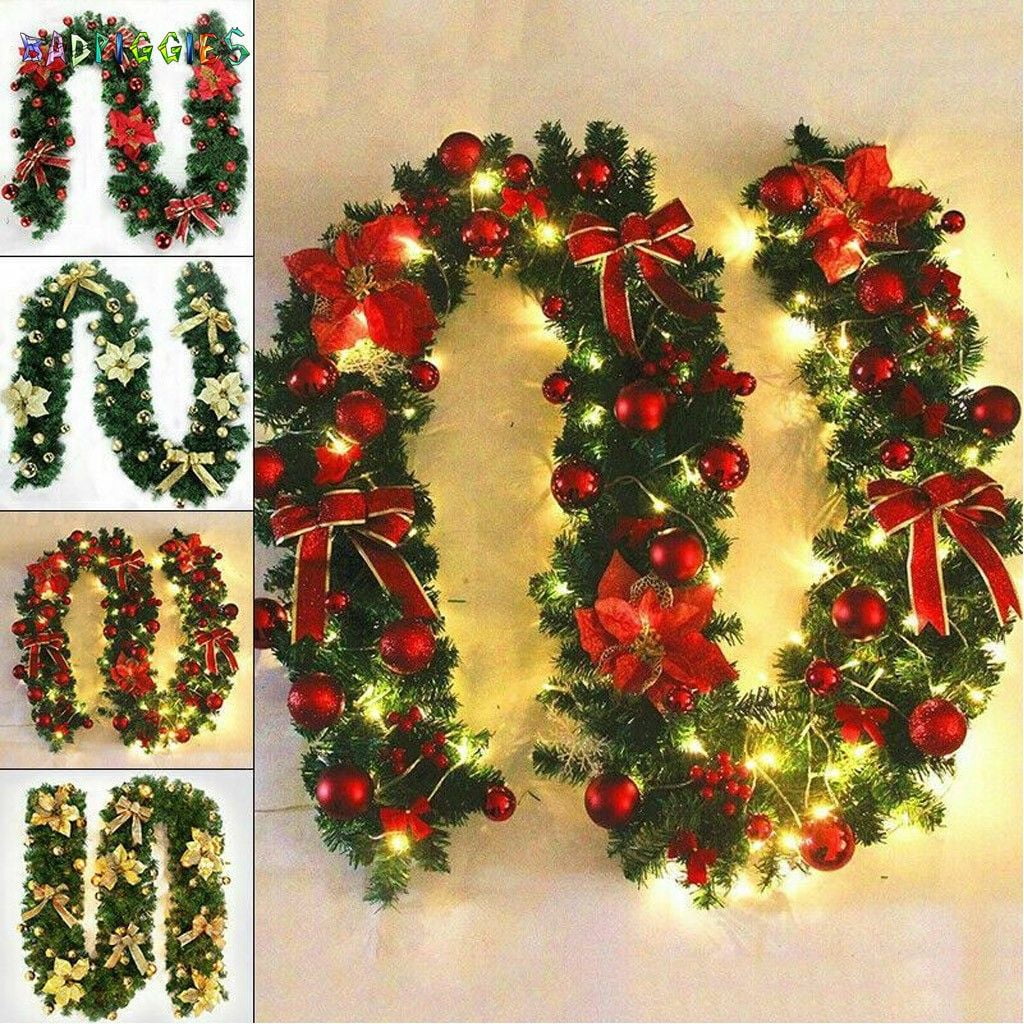 christmas ornament garland outdoor BadPiggies 8.9ft Unlit Christmas Garland Wreath Festive Holiday