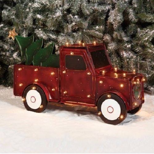 christmas truck outdoor decor Outdoor Lighted Christmas Tree Sculpture Old Truck Holiday Decoration