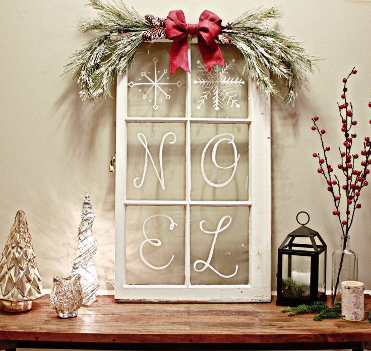 christmas decor with old windows Vintage Windowpane Decor Christmas decorations rustic, Christmas