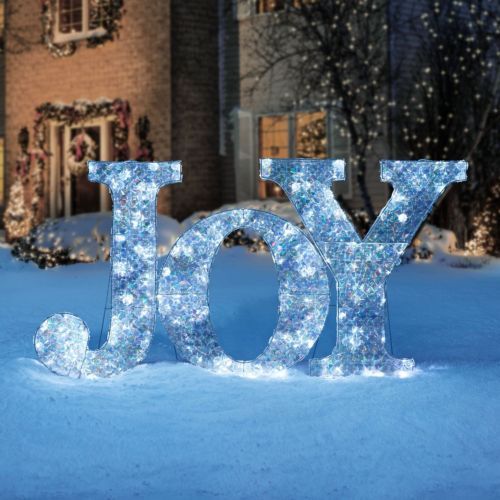 outdoor christmas decorations joy sign ChristmasCrystalBeadedTwinklingLEDSignJoyIndoorYardOutdoor