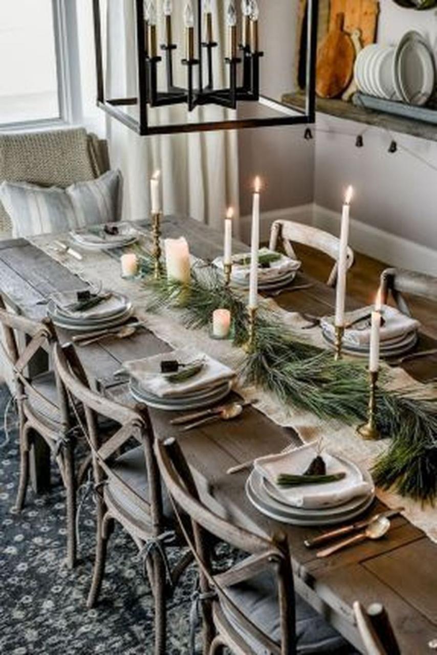 farmhouse christmas table decor ideas Nice 43 Amazing Farmhouse Winter Decoration Ideas. More at https