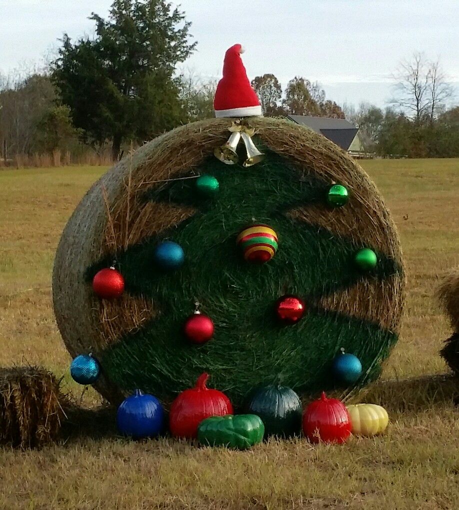 hay bale christmas decor Pin by Kristy Poppell on Hay Bales Christmas decorations diy outdoor