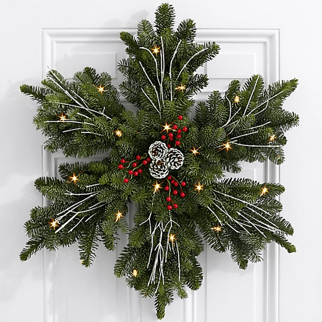 christmas wreath wall decor 44 Beautiful Christmas Wreaths Decor Ideas You Should Copy Now PIMPHOMEE