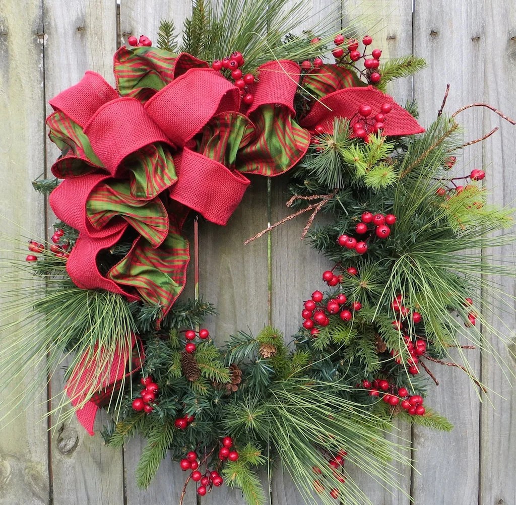 christmas wreath wall decor 30 Christmas Wreaths Decorating Ideas To Try Now Feed Inspiration