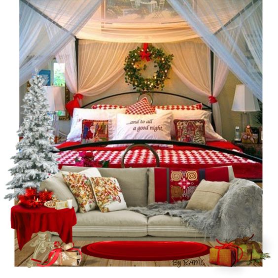 christmas bedroom decor pinterest Christmas Stuff 30 Christmas Bedroom Decorating Ideas on Pinterest