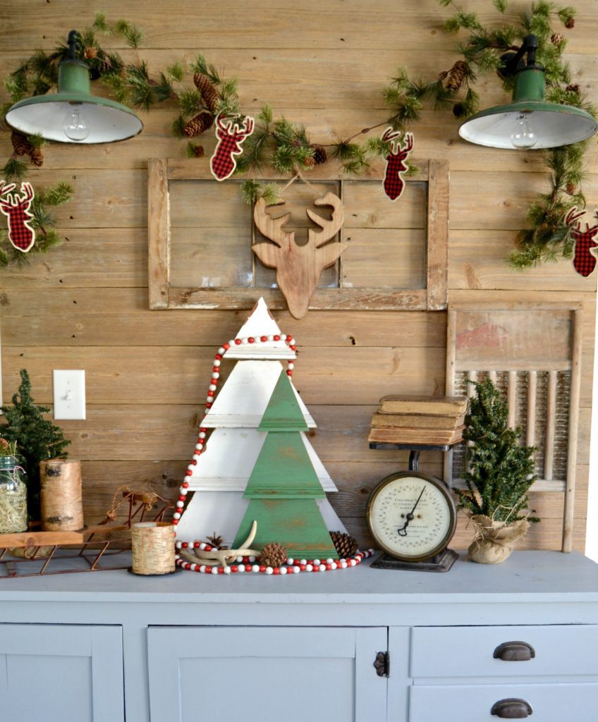 christmas wooden wall decor DIY Rustic Wall Christmas Tree To Add Character & Charm To Your Home