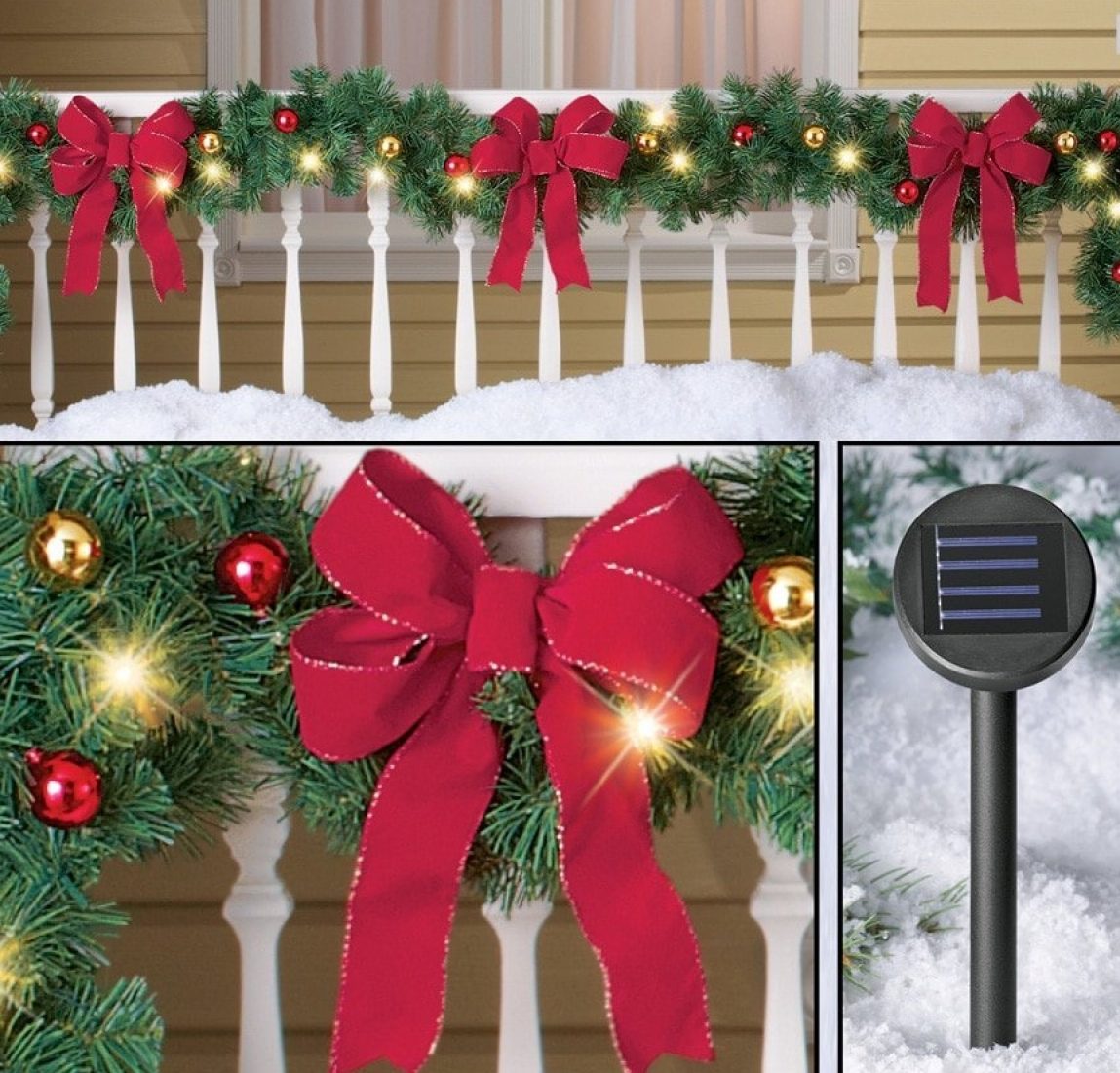 solar powered christmas decor Decorated Solar Lighted Christmas Garland Christmas