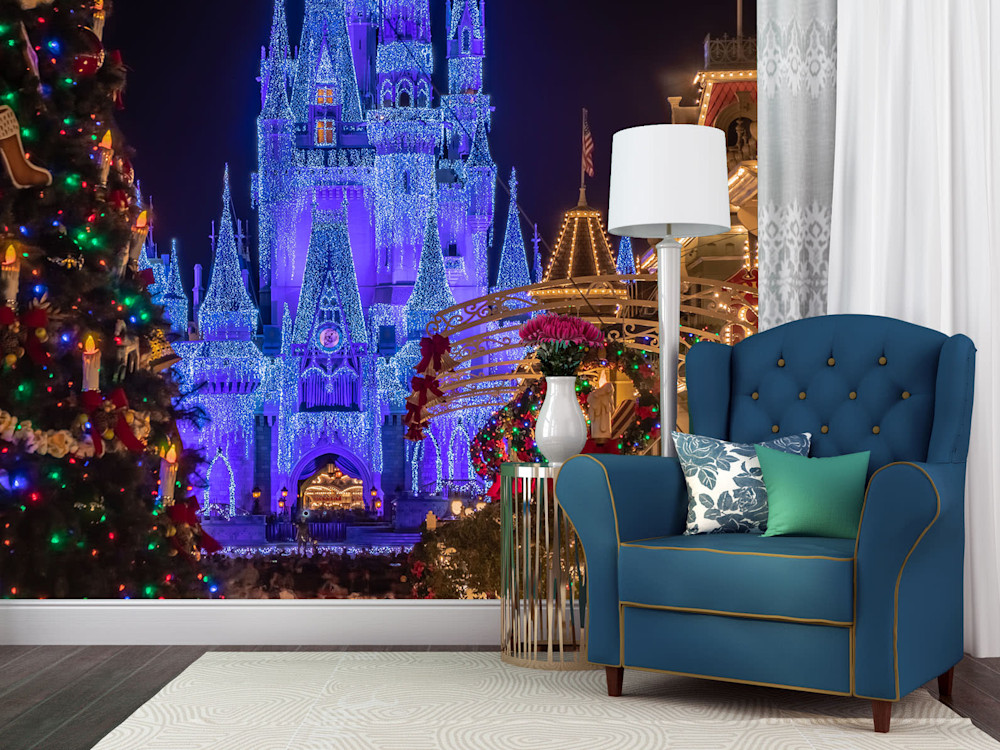 disney christmas wall decor Disney's Magical Christmas Disney Removable Wallpaper by William Drew