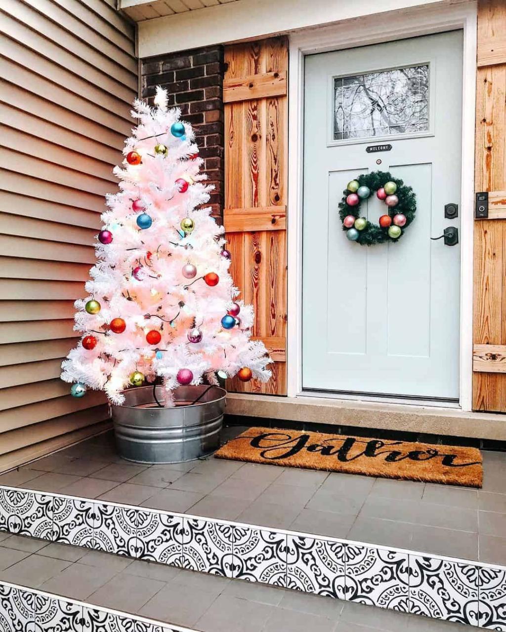 farmhouse front porch christmas decor Farmhouse Front Porch With Colorful Christmas Décor Soul & Lane