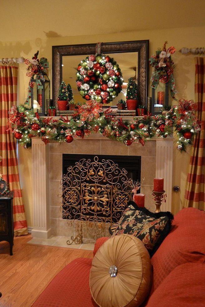 christmas decor around fireplace Christmas Garlands for Stairs, Fireplaces and Lights Founterior