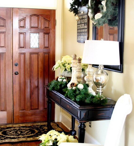 christmas decorating entryway ideas 50 Fresh Festive Christmas Entryway Decorating Ideas family holiday