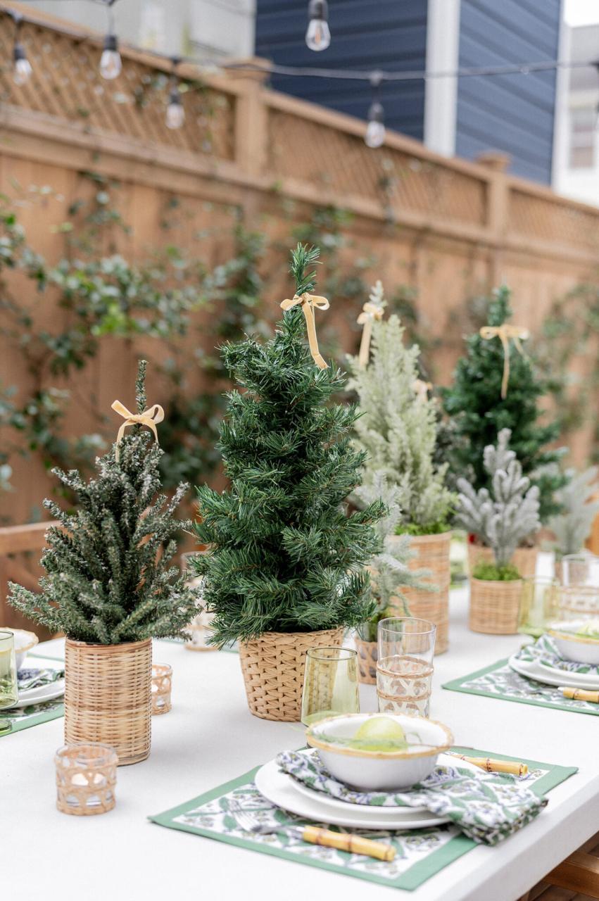 christmas trees for table decor Holiday Tablesape Using Mini Christmas Tree Centerpiece Color By K