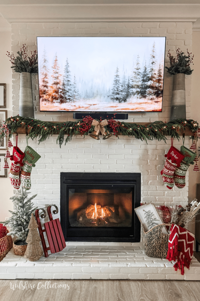 christmas mantel decor with tv How to decorate a mantel with a TV for Christmas! Wilshire Collections