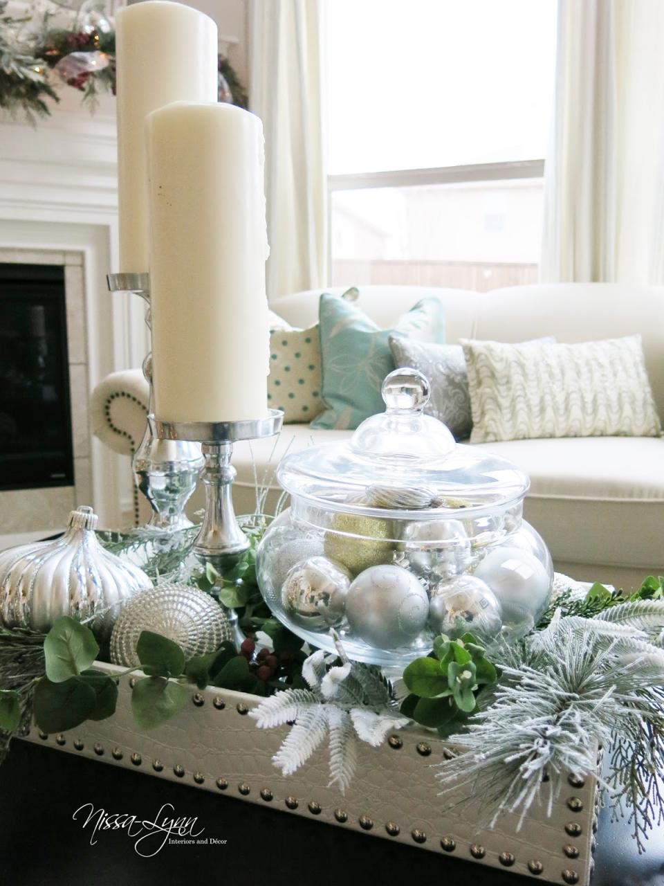 coffee table decor for christmas NissaLynn Interiors Holiday Coffee Table Decor