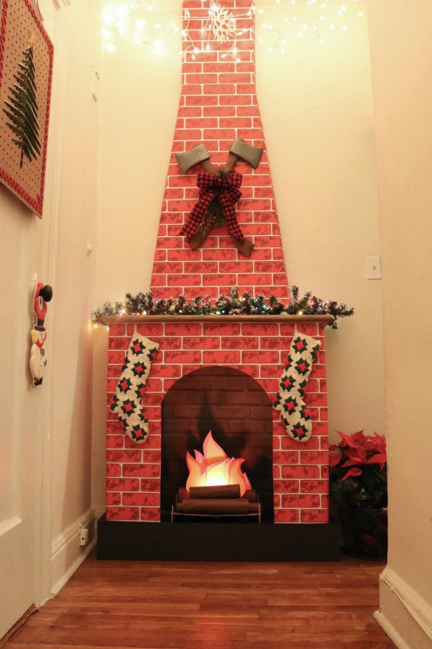 diy fireplace christmas decor Dollar Store Vintage Christmas Fireplace DIY Crafty Lumberjacks