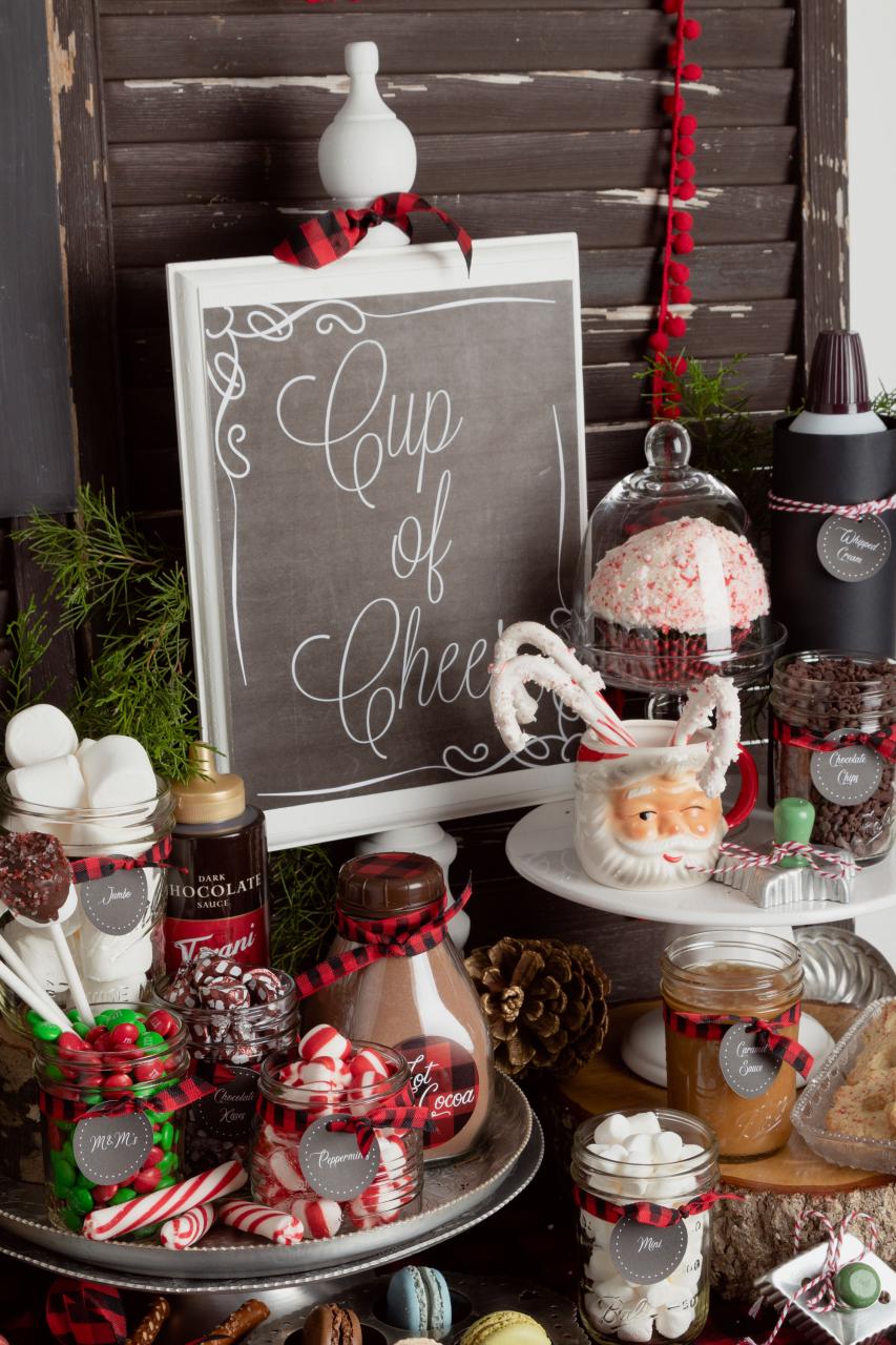 hot chocolate bar christmas decor Easy How to DIY Hot Chocolate Bar Set Up Hot Cocoa Bar Ideas