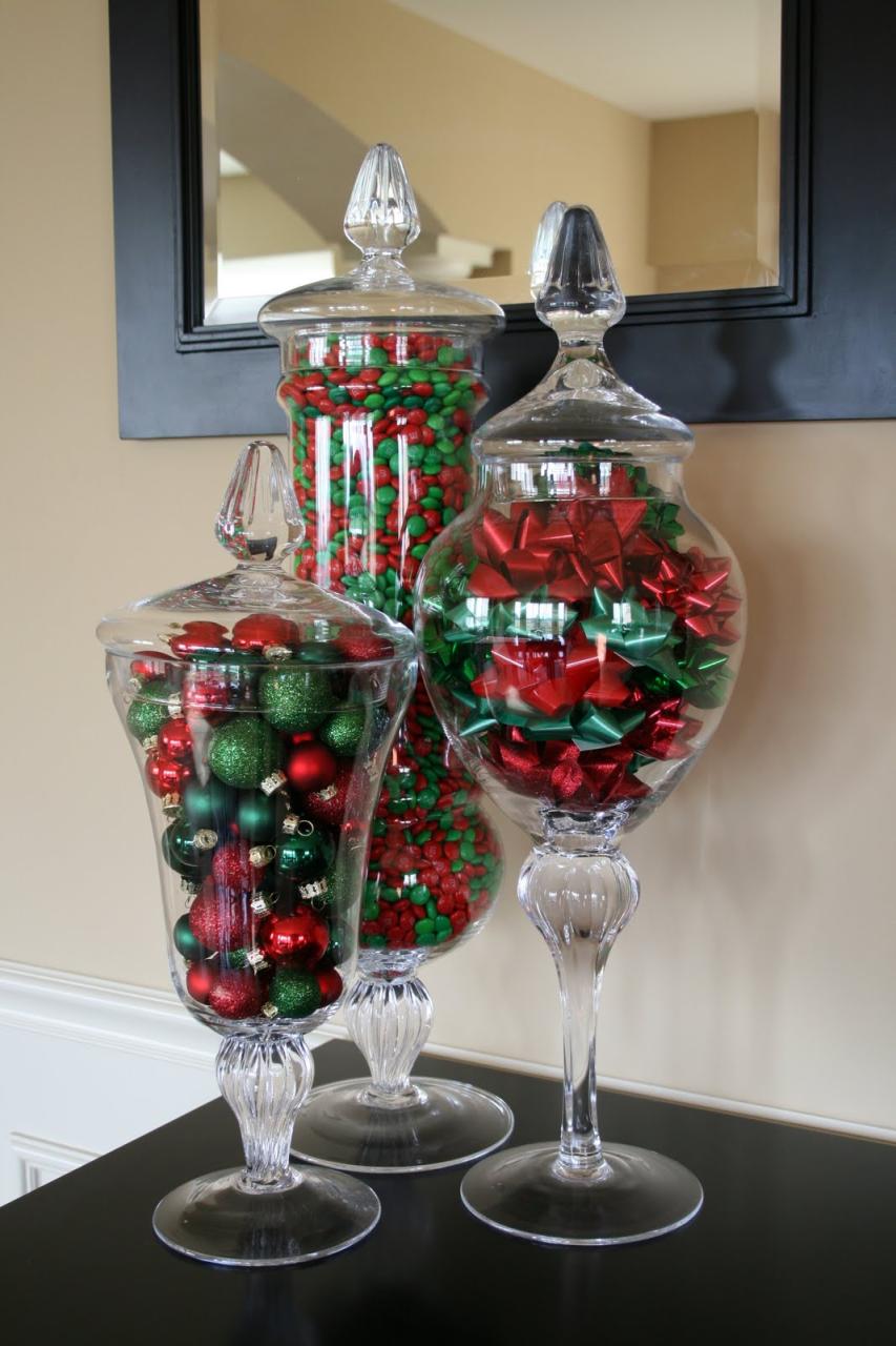 christmas decorating ideas with apothecary jars Creative Designs by Jen Christmas Apothecary Jars