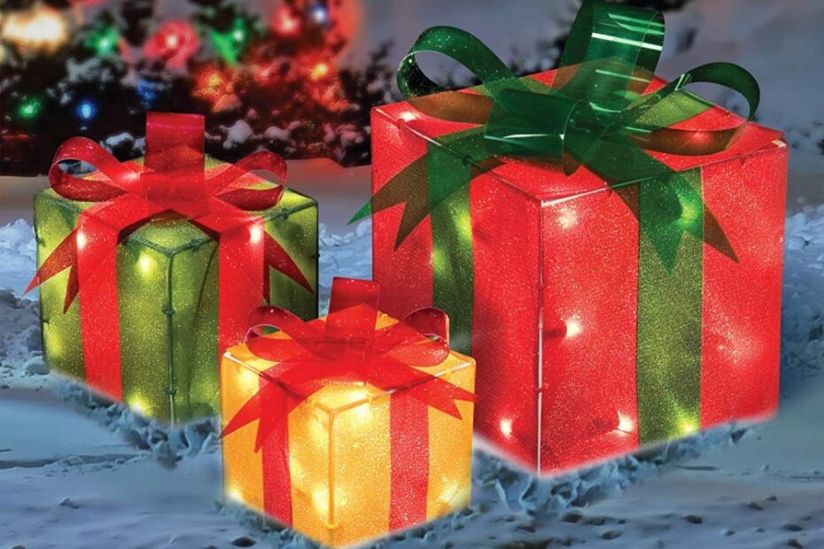 christmas outdoor decorations lighted gift boxes Lighted Gift Box Christmas Outdoor Decorations Fresh Garden Decor