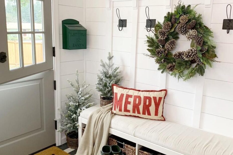 christmas entry way decor 19 Amazing Christmas Entryway Ideas (Farmhouse Style & More!)