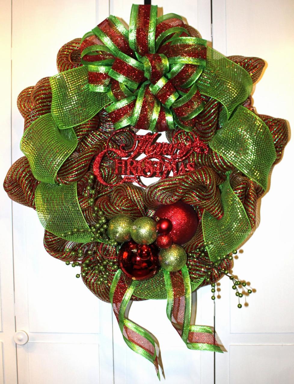 christmas wreath wall decor Tangled Wreaths™ Christmas Holiday Décor Wreath Deco Mesh Lime