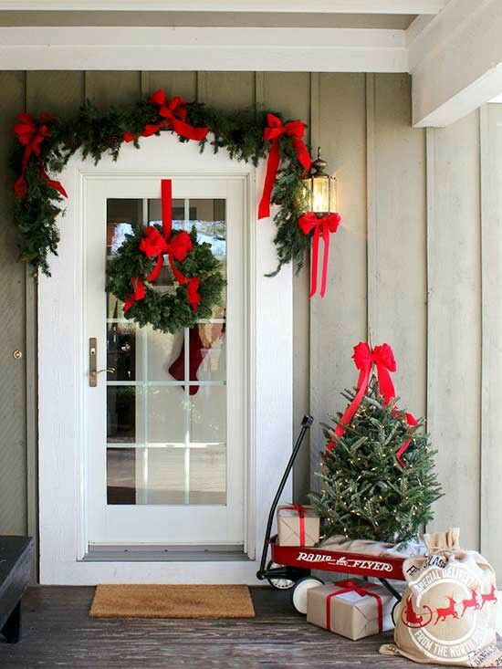 christmas front porch decor ideas 57 Stunning Christmas Front Door Décor Ideas DigsDigs