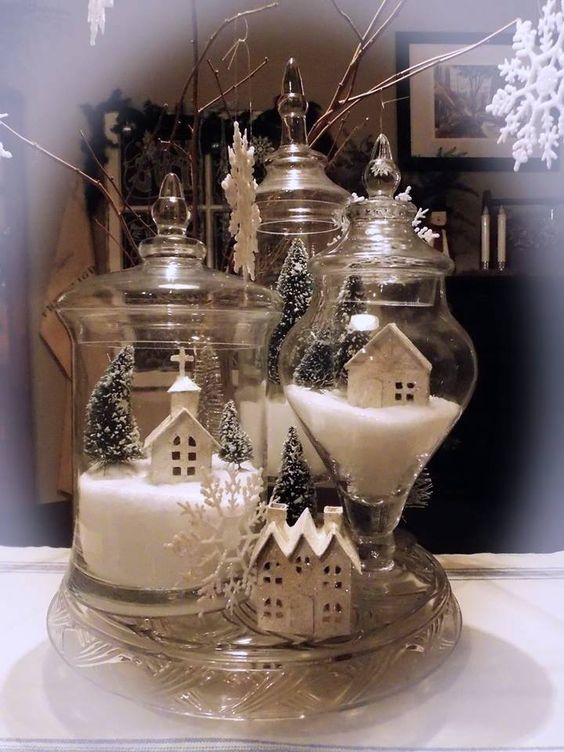 christmas decorating ideas with apothecary jars tiny items for a Christmas scene using apothecary jars Holiday