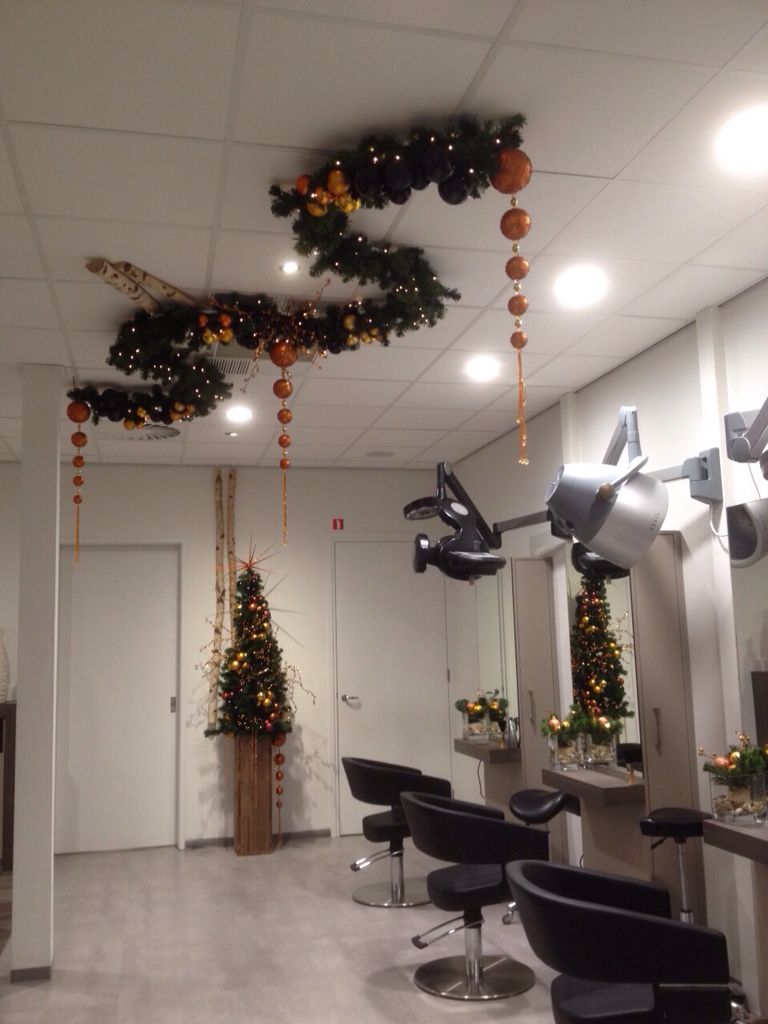 christmas decor for hair salon Christmas decoration at hairdressing salon. Styled and created by Rich