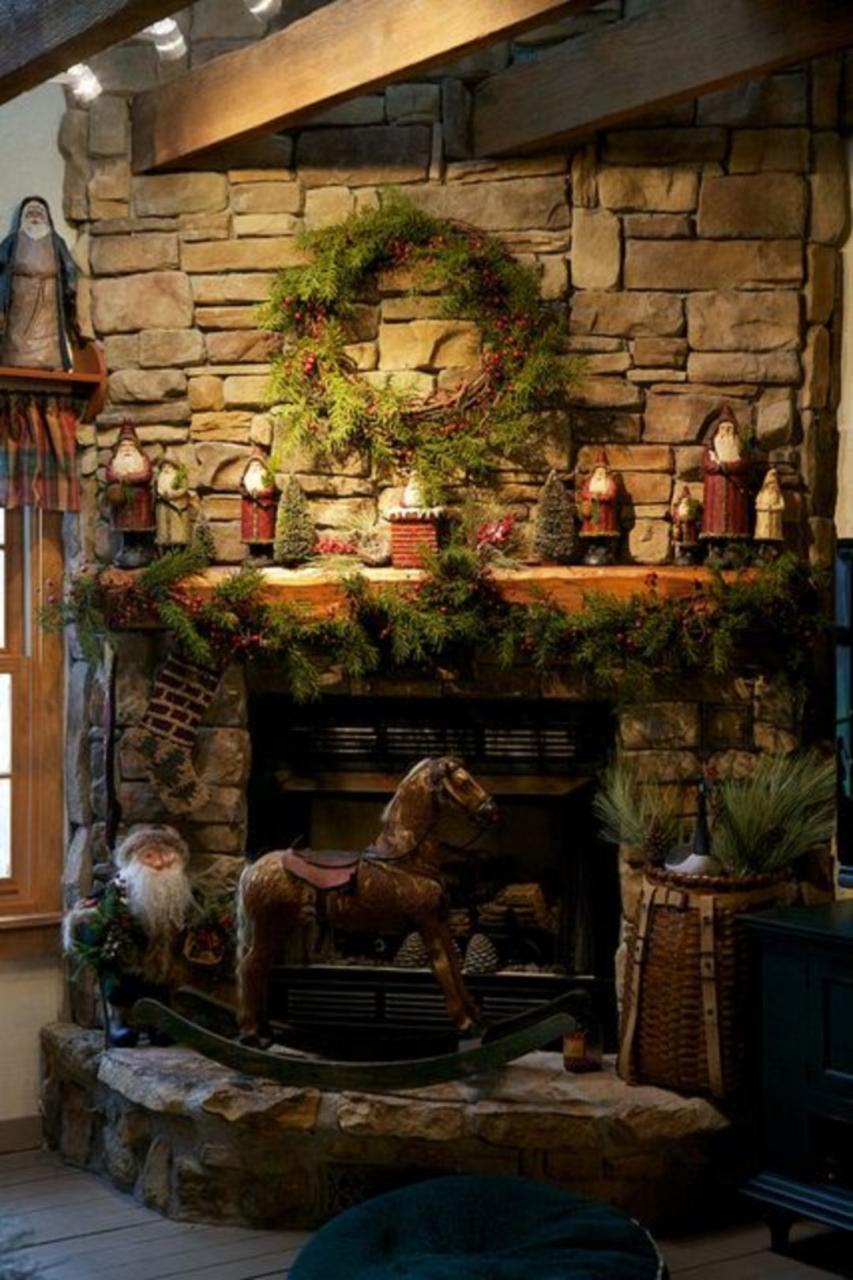 winter mantel decor after christmas 10 Marvelous Rustic Christmas Fireplace Mantel Decorating Ideas