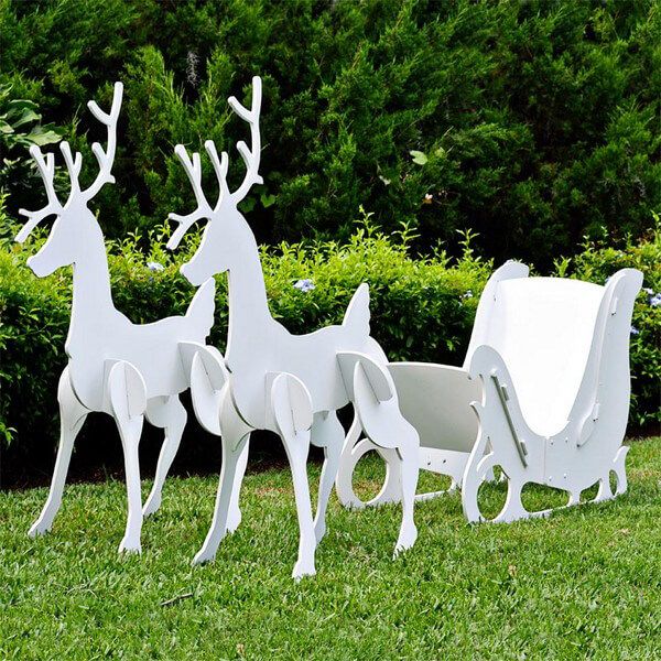 large christmas sleigh decor Large Christmas Sleigh and Reindeer Set Christmas yard decorations