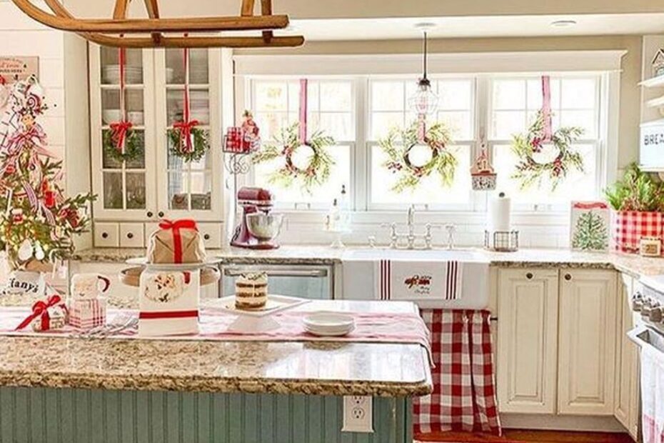 christmas decoration ideas for kitchen 34 Fabulous Winter Theme Kitchen Decoration Ideas Christmas kitchen