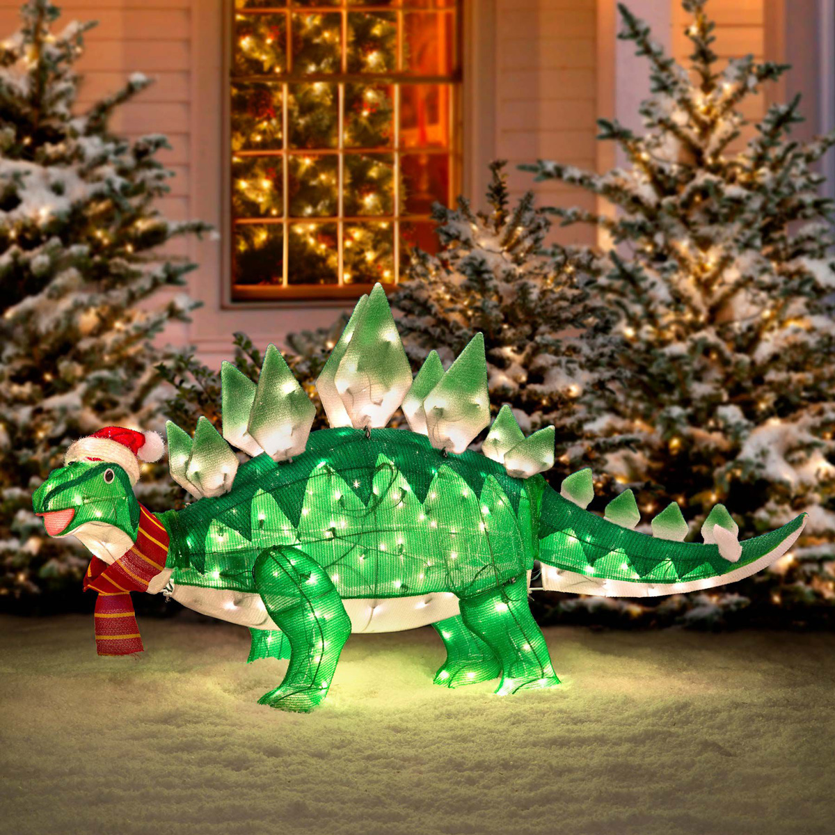 dinosaur christmas decorations outdoor Animated Stegasaurus Dinosaur Christmas Decoration The Green Head