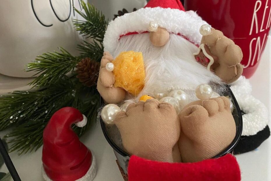 gnome christmas bathroom decor Santa Bath Gnome Christmas Bath Tub Gnome Bath Gnome Christmas Bathroom