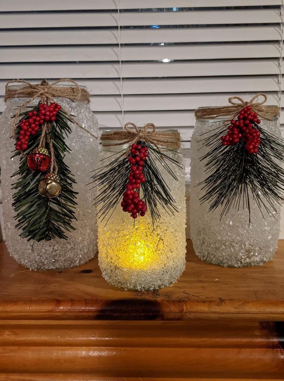 christmas decoration ideas with mason jars DIY Christmas Mason Jar Decorations