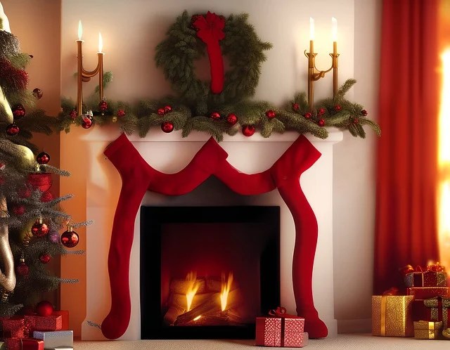 christmas decor around fireplace Download Christmas, Fireplace, Living Room. RoyaltyFree Stock