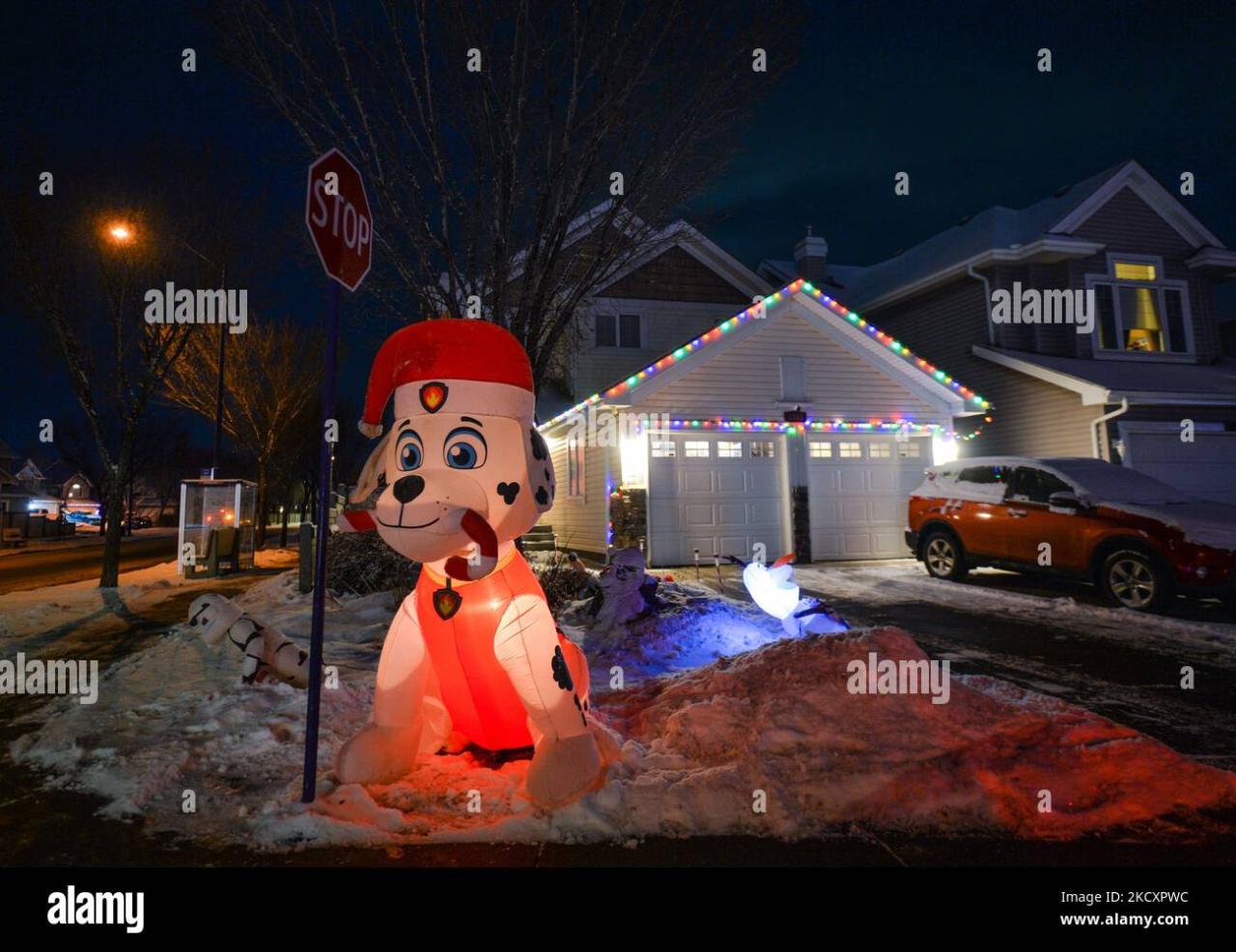 outdoor christmas decorations edmonton Christmas decorations outside a house in Summerside neighbourhood, in