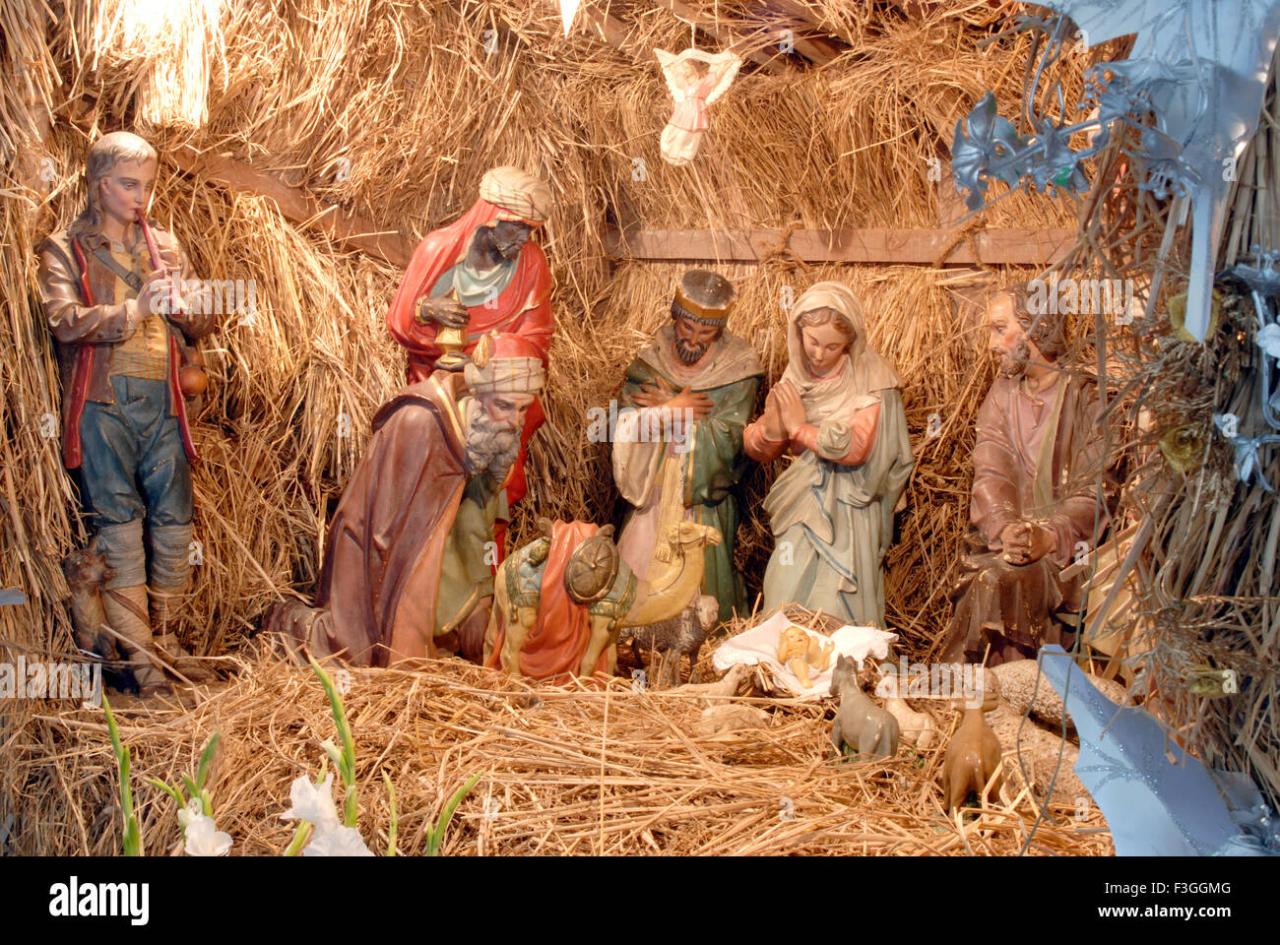 christmas decoration jesus birth Christmas festival ; decoration ; scene of Jesus Birth ; Bombay now