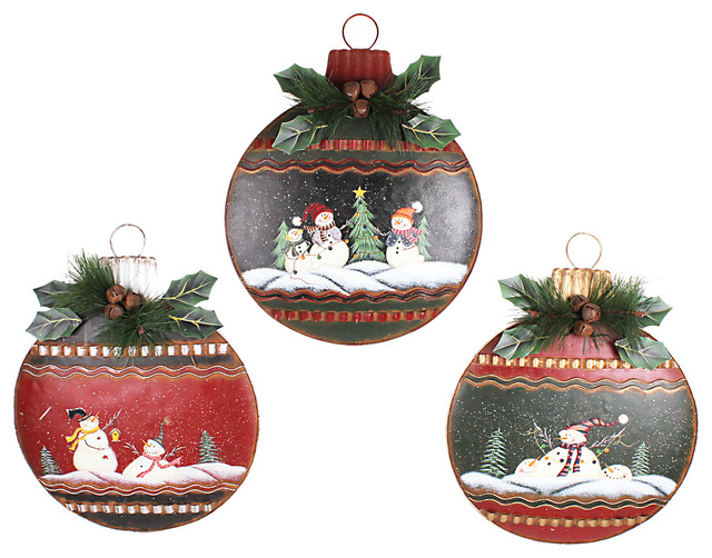 metal christmas wall decor Metal Christmas Hanging Ornament Wall Decor Large, Set of 3